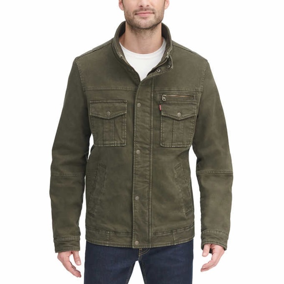 Levi's Jackets & Coats Levis Mens Olive Green Stretch Twill Jacket